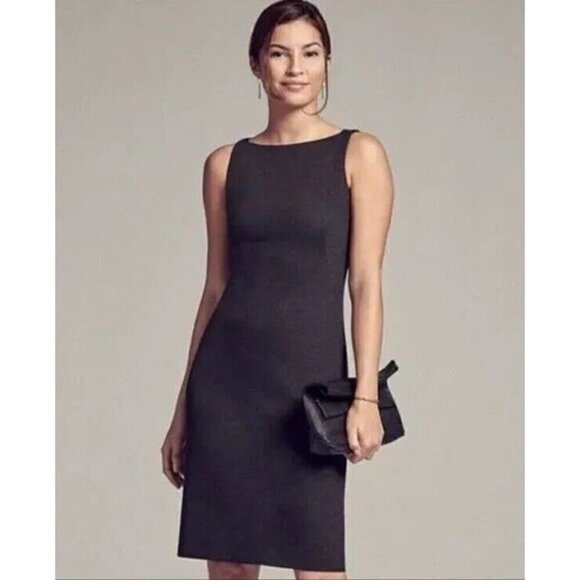MM Lafleur Woman's Sz 10 Lydia Twisted Strap Ponte Sheath Dress Charcoal Gray - Picture 1 of 8
